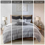 Cotton Jacquard Comforter Mini Set Grey/Black King/Cal King B035128808