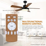 ZUN 44-inch Ceiling Fan with LED Light and Remote Control, 6-Speed Modes, 2 Rotating Modes, Timer, W1134P230320