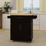 ZUN Kitchen island rolling trolley cart with 1 drawer & 2 doors with Adjustable Shelves & towel rack & W282P184187