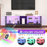 ZUN TV stand,Iron TV cabinet,entertainment center, TV set, media console, with LED lights, remote 02287276