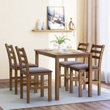 ZUN 5PCS Stylish Dining Table Set 4 Upholstered Chairs with Ladder Back Design for Dining Room Kitchen 02910821