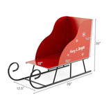 Festive Christmas Santa Sleigh Cart - Sturdy Metal, 29"x12.5"x20", Red & Black, for 75395050