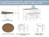 Farmhouse 48"Rectangular Wood Bar Height Dining Set Kitchen Breakfast Nook with 2 Chairs for N717P498378B