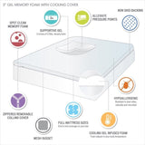 Hypoallergenic 3" Cooling Gel Memory Foam Mattress Topper with Removable Cooling Cover B03595140