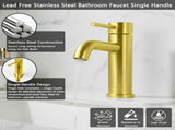 Single Handle Bathroom Faucet Lavatory Faucet Stainless Steel Single Hole-T10, Brushed GoldUnable 57713615