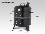 43 x 52 x 85 cm Black Cylindrical Smoker with Chimney Powder-Coated Iron 63817602
