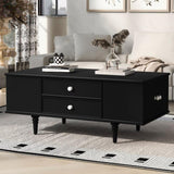 U-Can Modern Rectangle Coffee Table with Four Drawers, Two Side Hidden Storage Compartments, 47.2" N724P286418B