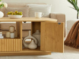 46.5"modern luxury oval coffee table with drawers and storage compartments, curved contour design, W1162P339120