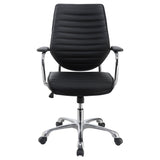 ZUN Black and Chrome Height Adjustable Swivel Office Chair B062P153797