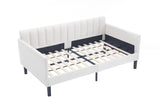 Elena Twin Size Ivory Boucle Upholstered Daybed, Ribbed Tufted Backrest, Daybed in Lavish Modern B083P163439