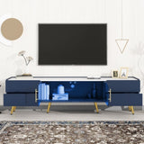 ZUN U-Can Modern TV Stand with LED lights for TVs up to 80 Inches, Entertainment Center with 4 Drawers WF530173AAM