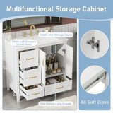 36 inch Bathroom Vanity with Sink, One Cabinet with Soft-closing Doors, 4 Soft-Closing Drawers, N759P292552K