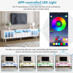 ZUN ON-TREND Cream Style TV Stand LED Light Strip for TVs Up to 80'', Graceful Entertainment Center N721P180476K