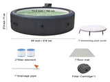 Grey 216* 71cm hot tub. A swimming pool with heating, bubble massage, ambient lighting, filtration, 55995349