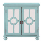 ZUN Classic Storage Cabinet 1pc Modern Traditional Accent Chest with Mirror Doors Antique Aqua Finish B011P169757
