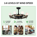 ZUN Dia 33 inch Chandelier Ceiling Fan for Bedroom Dining Room Living Room Kitchen Farmhouse Entry,Matte W1592P153047