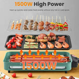 1500W Electric Indoor Grill 2 in 1 Electric BBQ Gill with Grill Net Removable Plate 5 Temperature 90269749