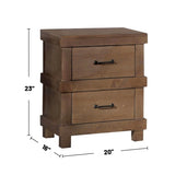 Wooden Nightstand with 2 Drawers in Antique Oak Finish B016P253784