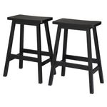 ZUN 2pcs Pine Wood Saddle Seat Bar Stool Black 40177357