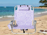 1 PCS Aluminum Beach Chair, 8.5 Inch Seat Height Purple Tribal Pattern, Adjustable Folding Chair 27973708
