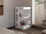 White Corner Bar Cabinet with Wine Rack and Open Shelf B062P290258