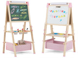 3-in-1 Wooden Kid's Easel NaturalPink, Magnetic Chalkboard/Whiteboard 60 Accessories 82274467