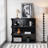 Multifunctional 4-Tier Black Book Shelf & Coffee Table for Living Room Bedroom Dining Room Study 87399485