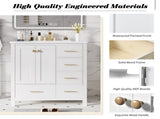 30'' Bathroom Vanity with Ceramic Sink Combo, Solid Wood Frame Bathroom Storage Cabinet, N710P194420K