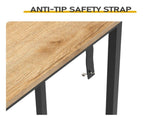 62.99"x7.87"x31.10" Console Table, MDF with Melamine Veneer & Iron Frame, with Power Outlet, Oak 30478404