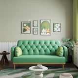 green Loveseat sofa with tulip pattern Modern Upholstered Two Seater PU Sofa with 2 dumpling-shaped W1767142165