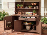 (With Assembly Video) TOPAMX Potting Bench with Hutch, 65" H Solid Fir Wood Garden Workstation, N717P404330D