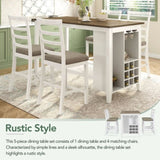 5-Piece Multi-Functional Rubber Wood Counter Height Dining Set with Padded Chairs and Integrated 9 61512091