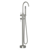 Freestanding Bathtub Faucet Floor Mount Tub Filler Brushed Nickel, Swivel Gooseneck Spout with W1243P316231