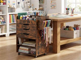 Rolling Craft Storage Cart with 3 Drawers & Adjustable Shelves, Mobile Wrapping Paper Organizer with 90879404