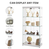 ZUN 4-Tier Glass Display Cabinet, Double Door Glass Cabinet, Four Partitions, Two Locks, Floor Standing 41812185