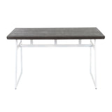 Geo Industrial Dining Table in Vintage White Metal and Espresso Wood-Pressed Grain Bamboo by B202P223351