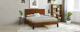 ZUN Mid-Century Modern Solid Wood Bed Frame King Size Platform Bed with Three-Piece Headboard Design, No WF531004AAD