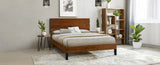 ZUN Mid-Century Modern Solid Wood Bed Frame Queen Size Platform Bed with Three-Piece Headboard Design, WF531005AAD