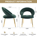061-Set of 1 Velvet Fabric Chairs With Curved Backrest and Golden Metal Legs for Kitchen or W527P255476