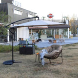 10ft Solar LED Offset Hanging Market Patio Umbrella W640140284
