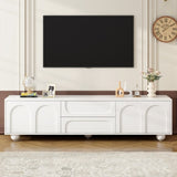 ZUN ON-TREND Cream Style TV Stand with Arched Doors & 2 Drawers for TVs up to 75", Minimalist Media N721P205779K