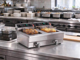 Dual Tank Commercial Deep Fryer, Electric Countertop Fryer with Basket, Time & Temp Control for 75900591