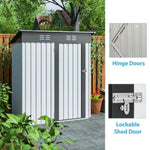 ZUN 5 X 3 Ft Outdoor Storage Shed, Galvanized Metal Garden Shed With Lockable Doors, Tool Storage Shed 75660582