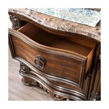 Genuine Marble Top Nightstand with 2 Drawers, Brown Cherry B016P251479
