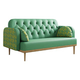 green Loveseat sofa with tulip pattern Modern Upholstered Two Seater PU Sofa with 2 dumpling-shaped W1767142165