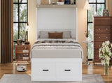 Full Size Farmhouse Murphy Cabinet Bed with Charging Station, Foldable Platform Bed with Large 56836173