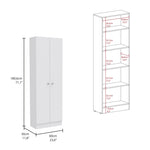 ZUN Multistorage Pantry Cabinet, Five Shelves, Double Door Cabinet -White B20091965