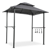 ZUN Outdoor Grill Gazebo 8 x 5 Ft, Shelter Tent, Double Tier Soft Top Canopy Steel Frame with hook W41918148