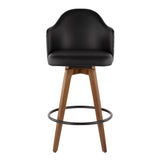 Ahoy Mid-Century Counter Stool in Walnut and Black Faux Leather by LumiSource B202P222357