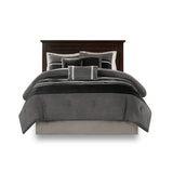 7 PC Pieced Faux Suede Comforter Set Black Cal King B03596986